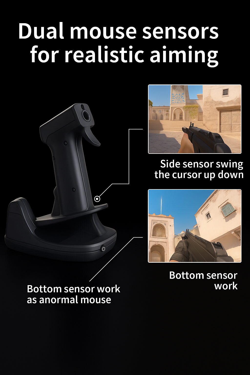 AimX7 – Souris Gaming Pistolet Ergonomique RGB Haute Précision